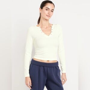 Old Navy Seamless Cropped Henley Top Size Large